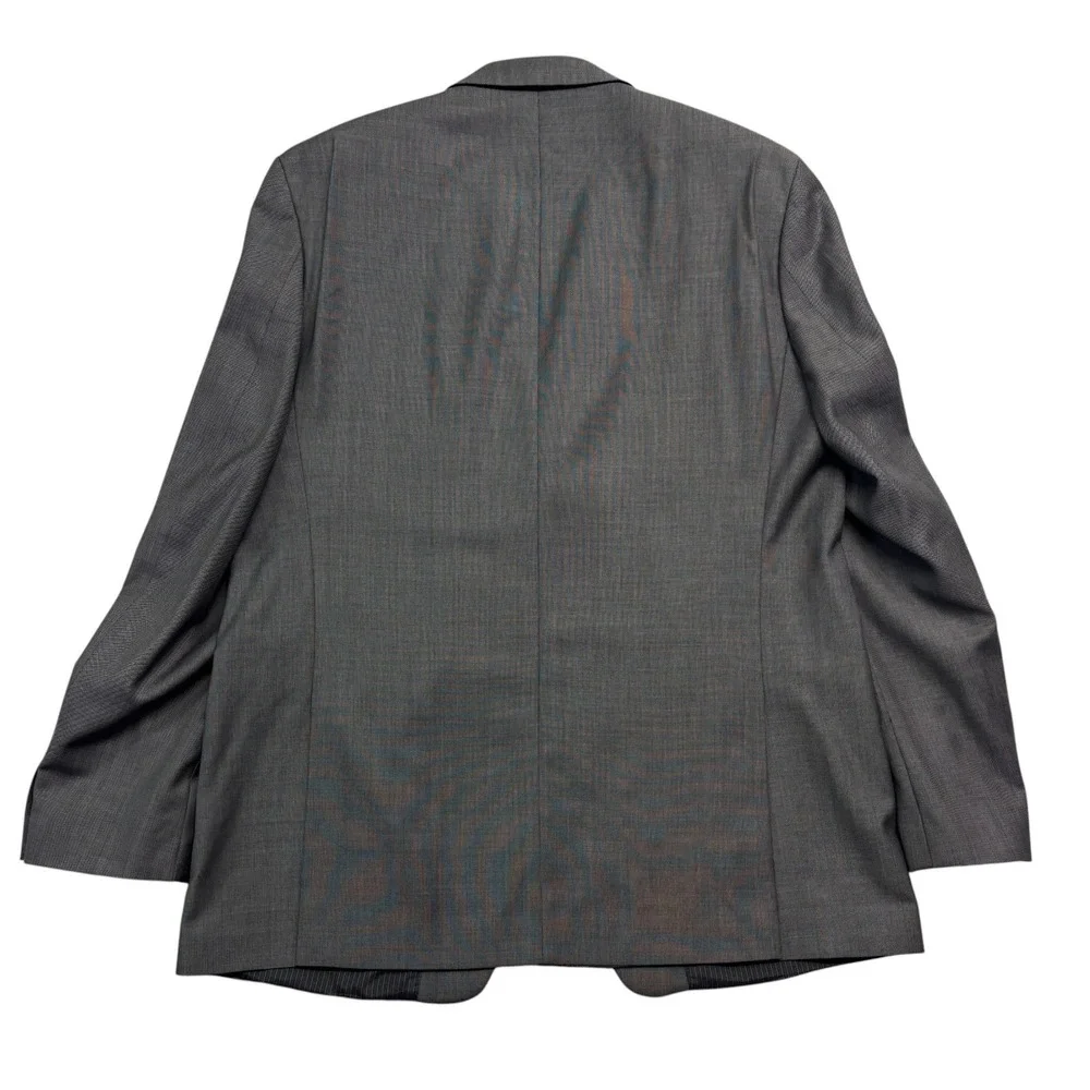 Calvin Klein 48XL 48L 40x34 Gray 2pc Pant Suit 100% Wool Slim Fit Flat Front